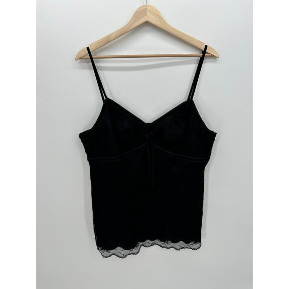 George Tops - Vintage George‎ Womens Babydoll Lace Tank Size XL Black Dark Fairy Grunge Y2K